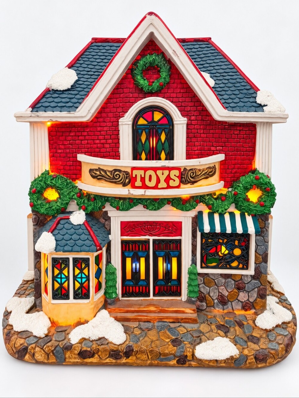 Lightup Christmas Dickensian Style Village House Toy Shop Holiday Decor